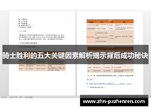 骑士胜利的五大关键因素解析揭示背后成功秘诀